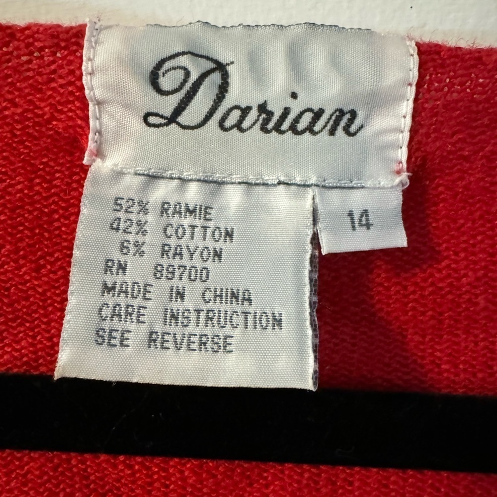 Sequin Beaded Embroidered Rose Red Cardigan Sweater Grannycore VTG Valentines Da - Picture 2 of 15
